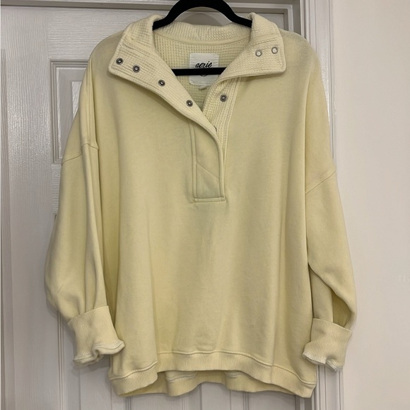 aerie Tops - Pale yellow quarter zip sweatshirt